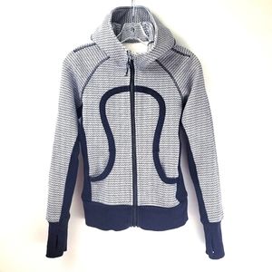 LULULEMON scuba full zip hoodie blue white mini chevron